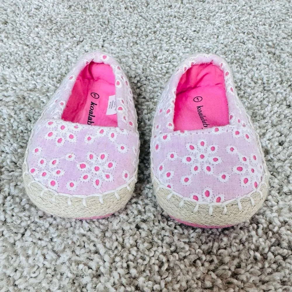 Baby girl shoes summer walker crawler shoes pink espadrille crochet size 1 - Picture 2 of 6